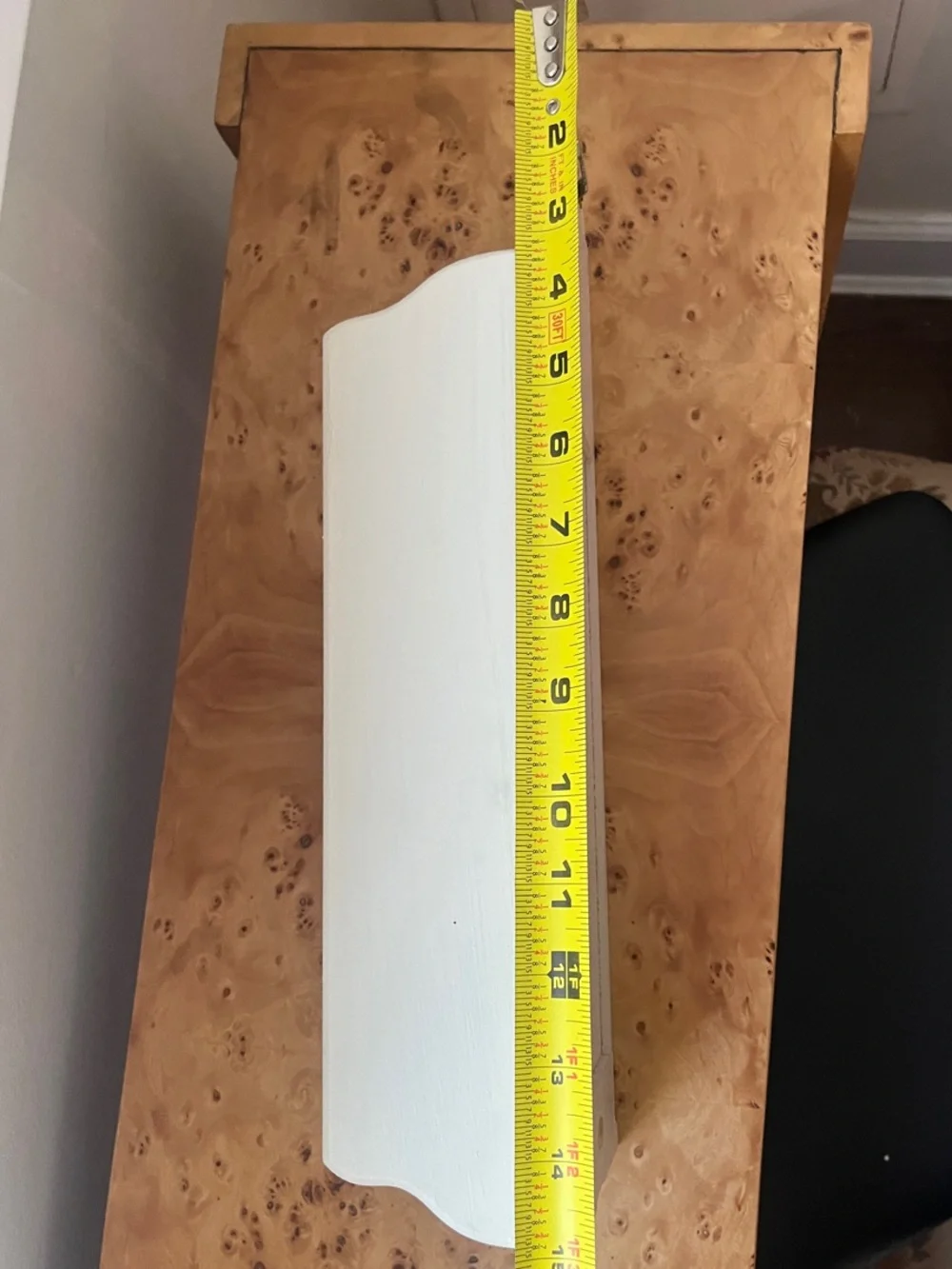 Off White / cream painted decorative Wood Wall Shelf w hooks -